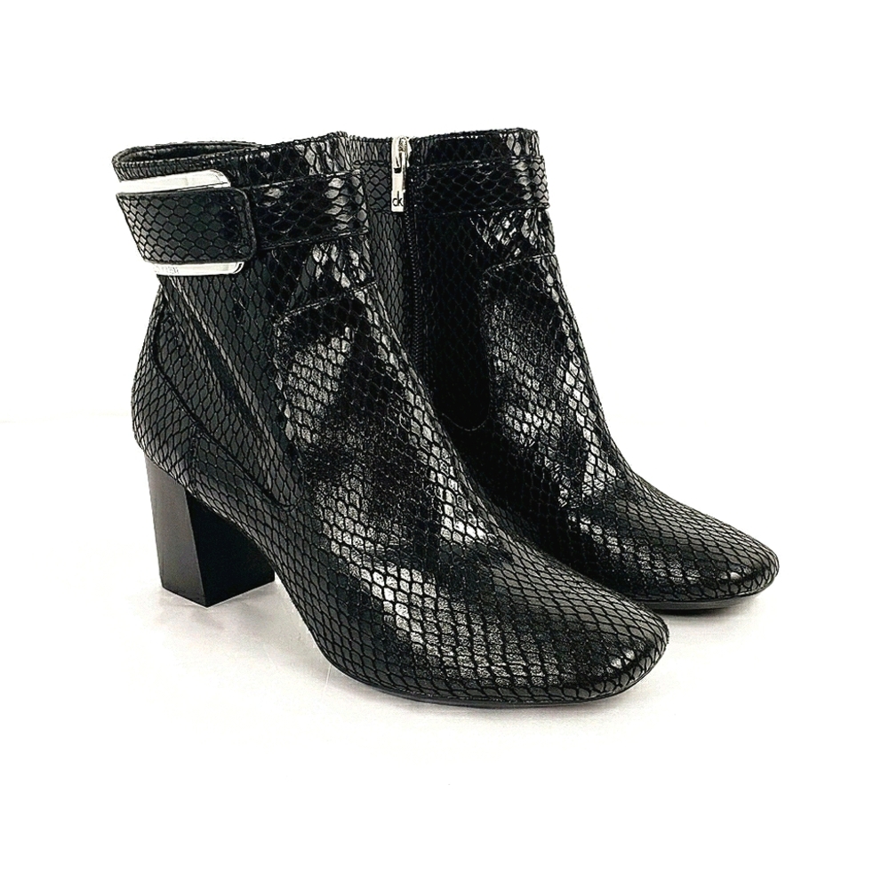 Calvin Klein Black Ankle Booties with Textured Finish